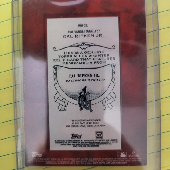 2022 Topps Allen & Ginter Cal Ripken Jr. Mini Framed Relic - Picture 2 of 2